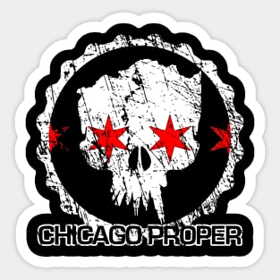 Chicago Proper Distressed Circle Skull Sticker